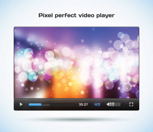 Pixel perfect video player for web. Pixel perfect video player for web. Easy re size and edit. Pause icon included. sound bars blue stock illustrations