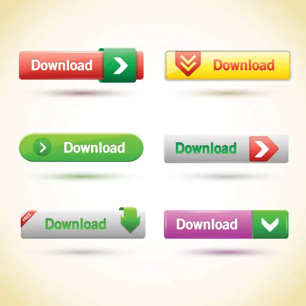 Vector illustration of Rectangle web buttons set.