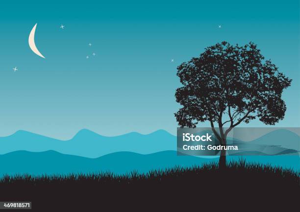 Baum In Der Nachtszene Stock Vektor Art und mehr Bilder von Baum - Baum, Kontur, Afrikanischer Abstammung