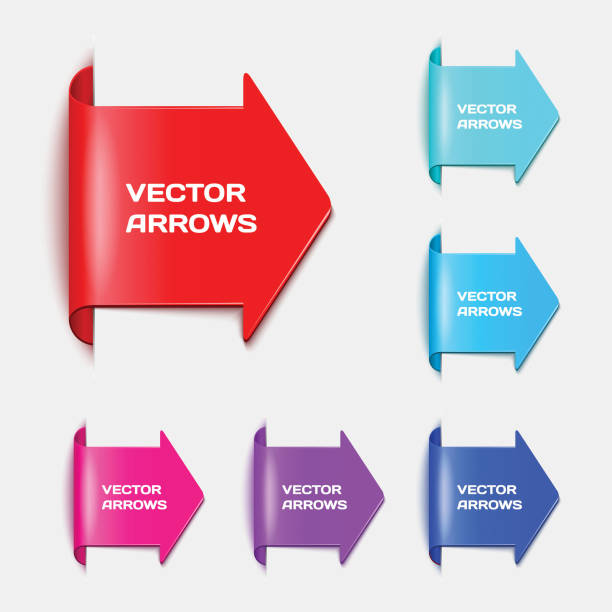 set vektor-pfeile in form von papier-aufkleber - customer symbol illustration and painting label stock-grafiken, -clipart, -cartoons und -symbole