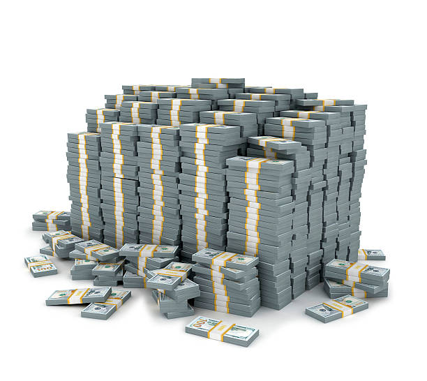 Dollar stack over white background 3d illustration of dollars stack over white background huge pile of money stock pictures, royalty-free photos & images