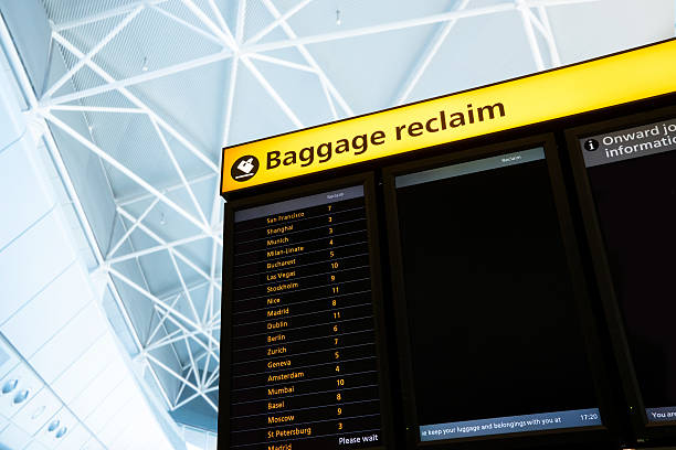 istock Check in, Airport Departure & Arrival information board sign 469821014