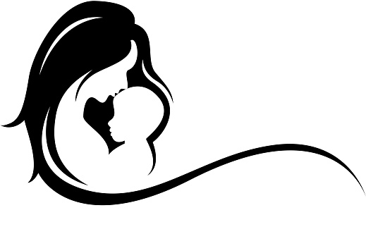 vector illustration of mother and baby silhouette 