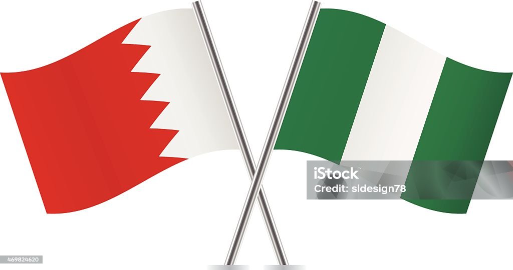 Nigerian and Bahrain flags. Vector. Nigerian and Bahrain flags. Vector illustration. 2015 stock vector