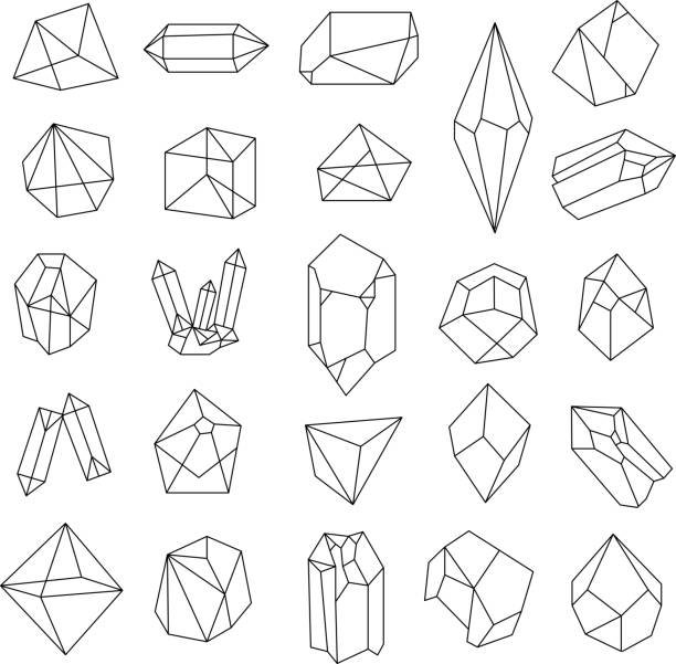 illustrazioni stock, clip art, cartoni animati e icone di tendenza di set di cristalli. figure geometriche. - gem jewelry hexagon square