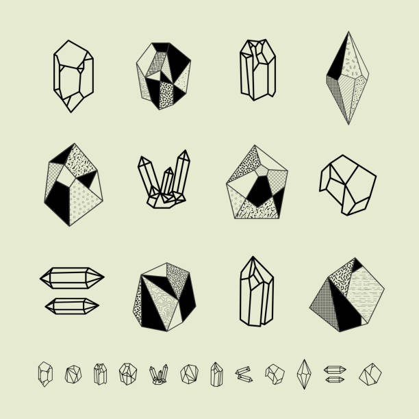 ilustraciones, imágenes clip art, dibujos animados e iconos de stock de juego de cristales. formas geométricas. - gem jewelry hexagon square