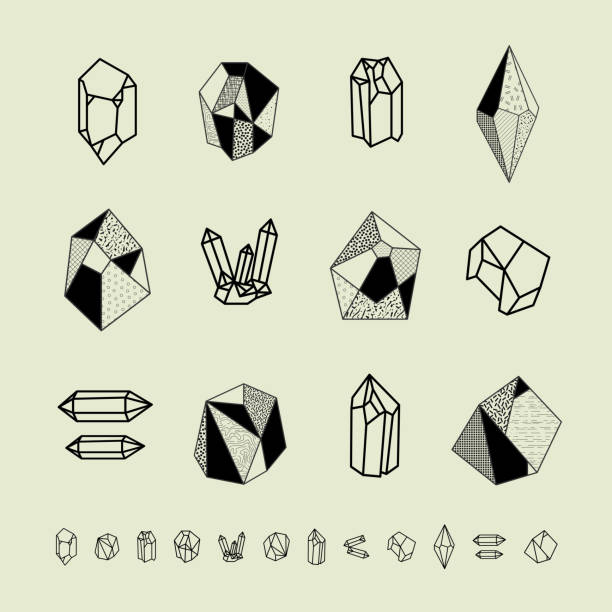 illustrazioni stock, clip art, cartoni animati e icone di tendenza di set di cristalli. figure geometriche. - gem jewelry hexagon square