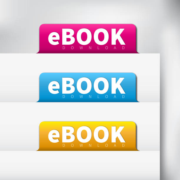 ilustraciones, imágenes clip art, dibujos animados e iconos de stock de botón de download e-book vector - sharing giving file computer icon