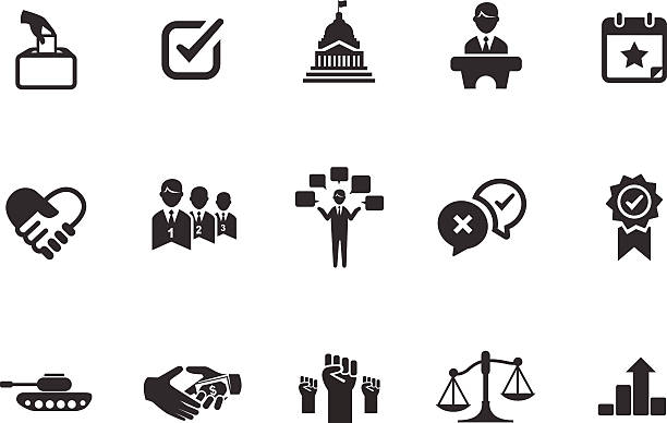 Political icons illustration Political and election icons. Editable vector icons for video, mobile apps, Web sites and print projects. politician stock illustrations