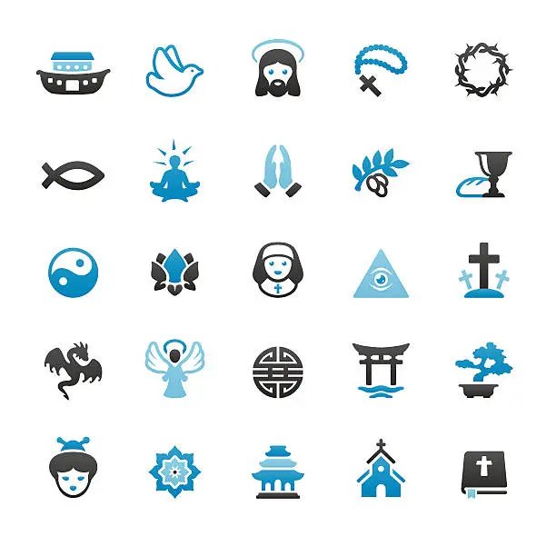 Vector illustration of Religion related vector icons