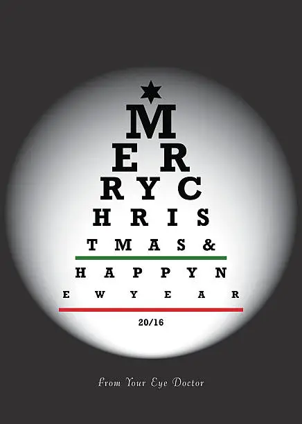 Vector illustration of Christmas eye exam chart 2016