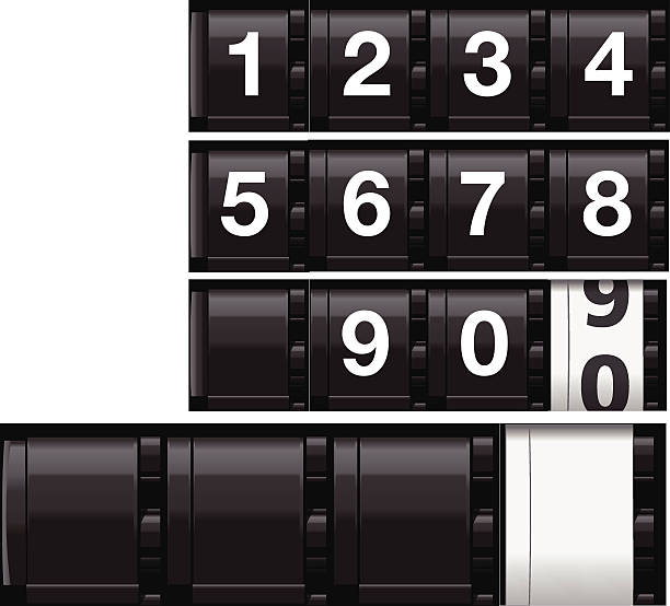 Realistic Analog Odometer or Countdown Timer (Vector) Retro analog counter with numbers. The image contains repositionable odometer elements. car odometer stock illustrations