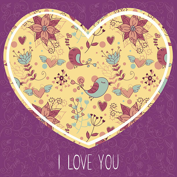 사랑스러움 색상화 초대 우편엽서 - ornate swirl heart shape beautiful stock illustrations