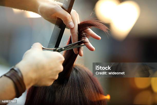 Barber Cutting Hair Stock Photo - Download Image Now - Hair Salon, Hairdresser, Cutting Hair