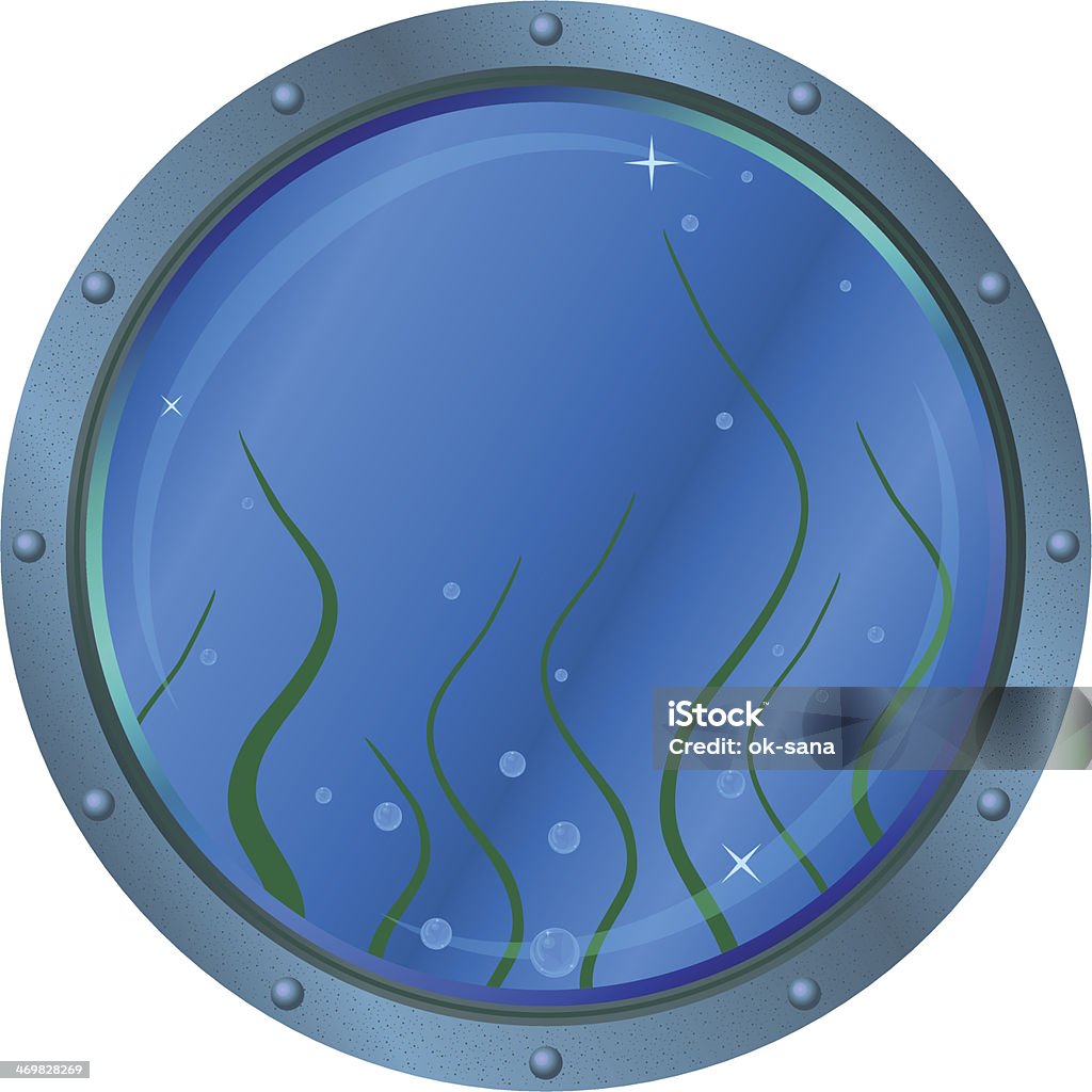 Fenêtre hublot avec algues - clipart vectoriel de Abstrait libre de droits