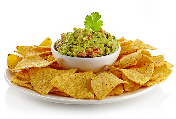 Guacamole dip and nachos