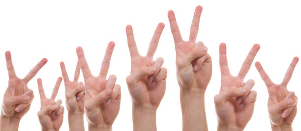 istock Young people showing the peace sign 469830673