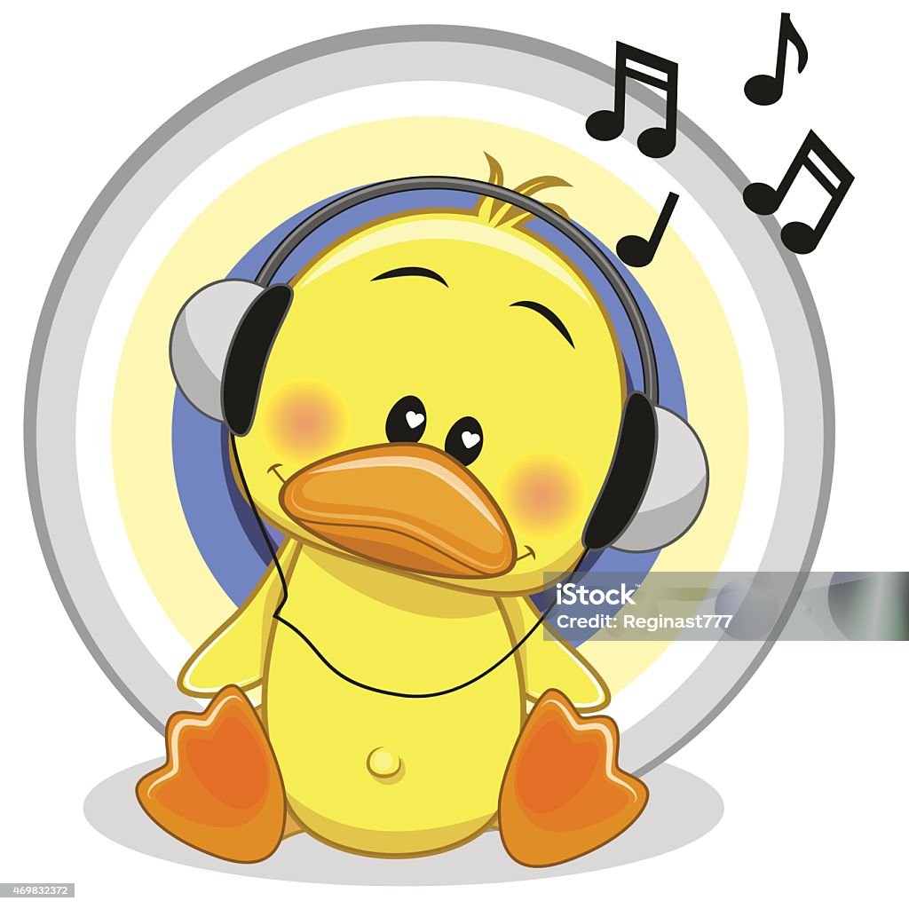 Duck with headphones Cute cartoon Duck with headphones 2015 stock vector