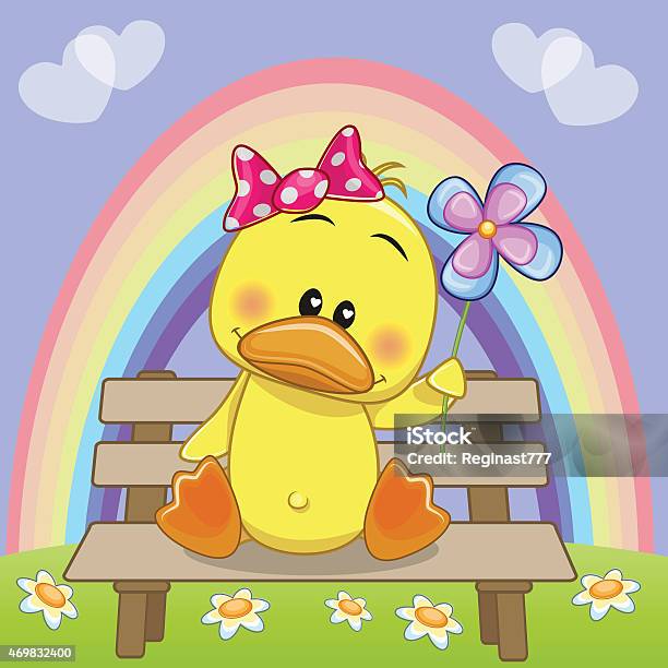 Duck With Flower Stock Illustration - Download Image Now - 2015, Adult, Animal