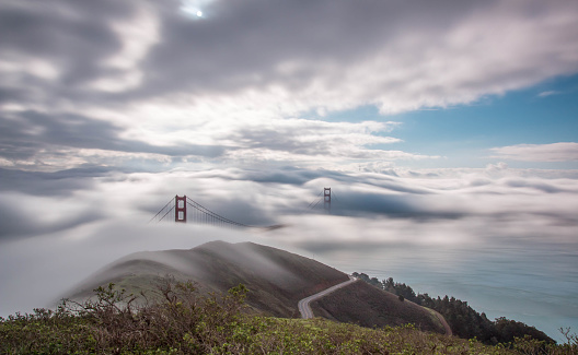 A foggy Golden Gate Bridge. Great for artists, bloggers, travels sites