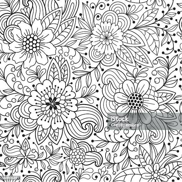Adult Background Pattern Adult Coloring Seamless Floral Pattern Stock Illustration - Download ...
