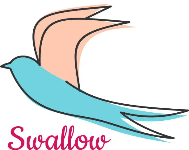 Vector illustration of Abstract swallow bird symbol