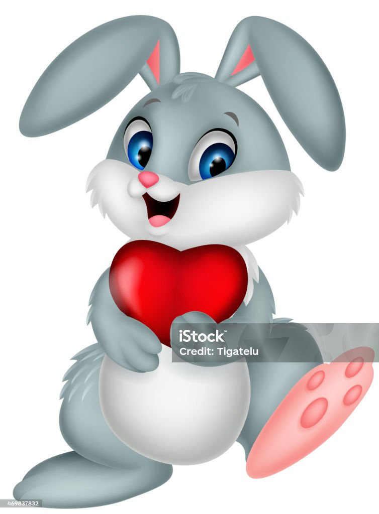 Cartoon rabbit holding red heart Vector illustration of Cartoon rabbit holding red heart  2015 stock vector