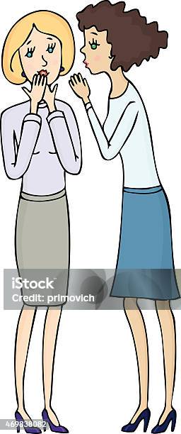 Two Girls Gossip Stock Illustration - Download Image Now - Mistake, Talking, Women