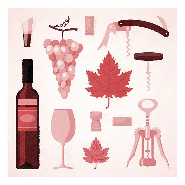 Vector illustration of Red wine vintage illustration