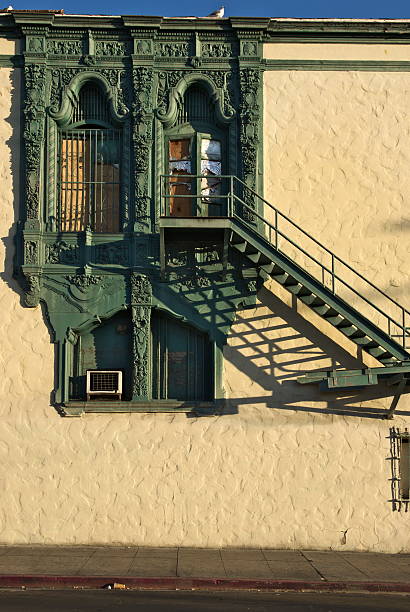 istock Ornate vintage fire escape and window frame 469839868