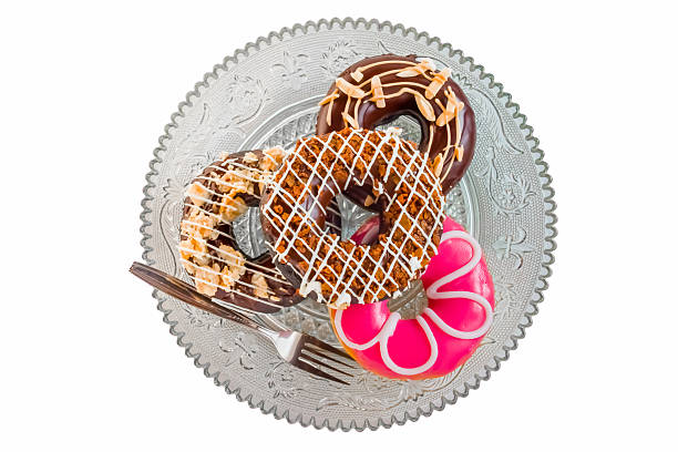 Dessert donuts on white background