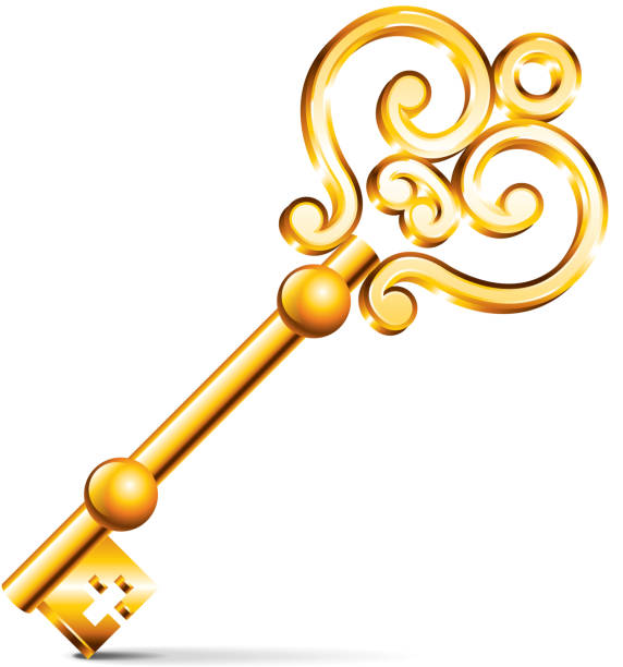 Golden key isolated on white vector Golden key isolated on white photo-realistic vector illustration antique key stock illustrations