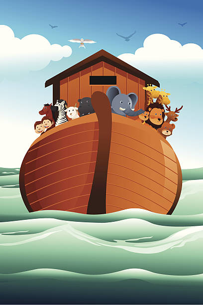 illustrazioni stock, clip art, cartoni animati e icone di tendenza di arca noahs - ark cartoon noah animal