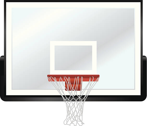 Basketball Rim and Backboard A vector illustration of a basketball hoop and glass backboard. back board basketball stock illustrations