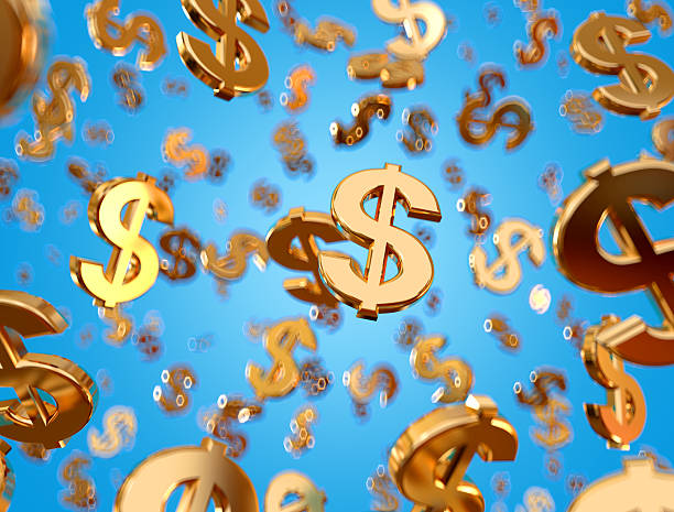 istock Golden dollar signs raining. 469843985