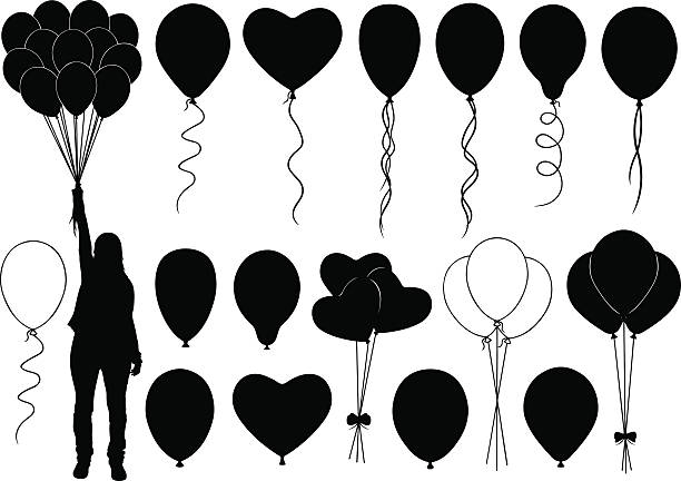 Balloons Set of different balloons isolated balloon silhouettes stock illustrations