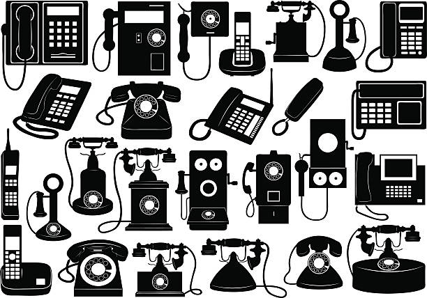 電話のセット - old mobile phone telephone obsolete点のイラスト素材／クリップアート素材／マンガ素材／アイコン素材