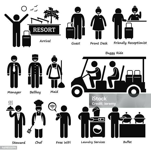 Resort Villa Hotel Tourist Worker And Services Pictogram Stock Illustration - Download Image Now