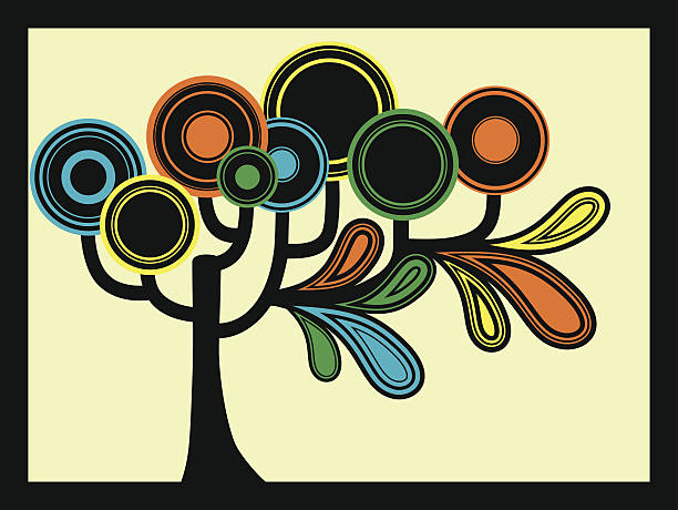 Étnicos colorido Árvore - ilustração de arte vetorial
