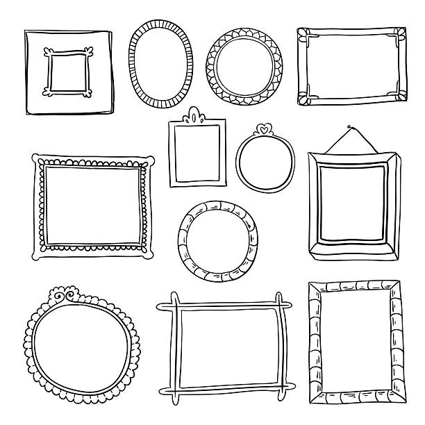 Set of hand drawn vector frames. Set of hand drawn vector frames. Doodle frames collection in cartoon style isolated on white background. doodle photos stock illustrations