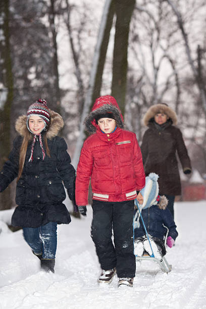 istock Family snow fun 469860223