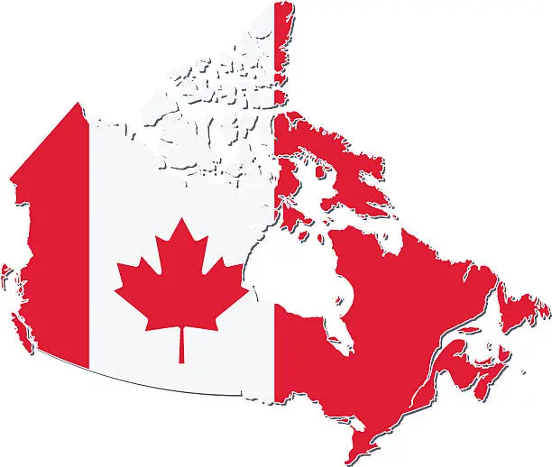 Vector illustration of Flag map of Canada.