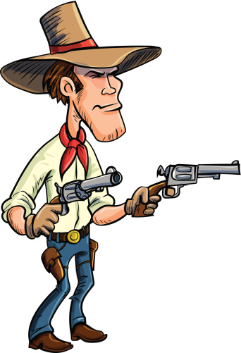Cartoon Cowboy Drawing Guns Stock Illustration - Download Image Now -  Adult, Brown, Cowboy - iStock