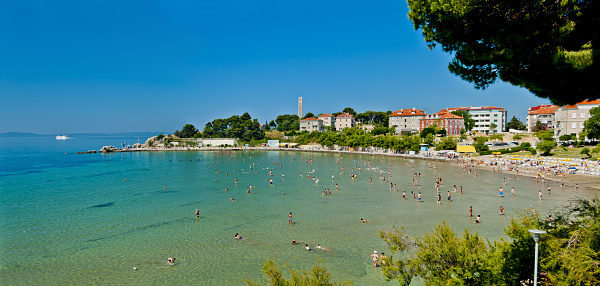 bacvice beach during summer in the city of split, croatia, europe