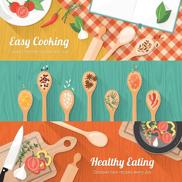 Vector illustration of Food and cooking banner