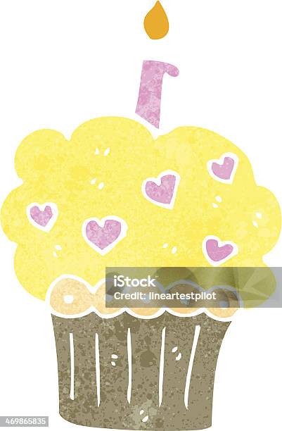 Retro Cartoon Cupcake Stock Illustration - Download Image Now - Bizarre, Cake, Cartoon