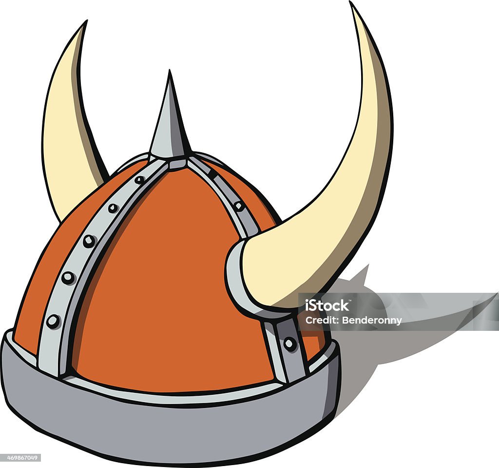 Casco de vikingo de historieta con los cuernos.  Ilustración vectorial - arte vectorial de Accesorio de cabeza libre de derechos