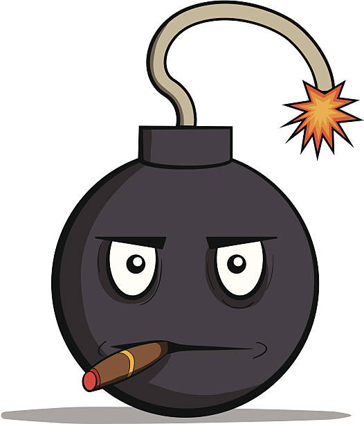 Oiseau drôle en dessin animé avec cigare à la bombe.  illustration vectorielle - Illustration vectorielle