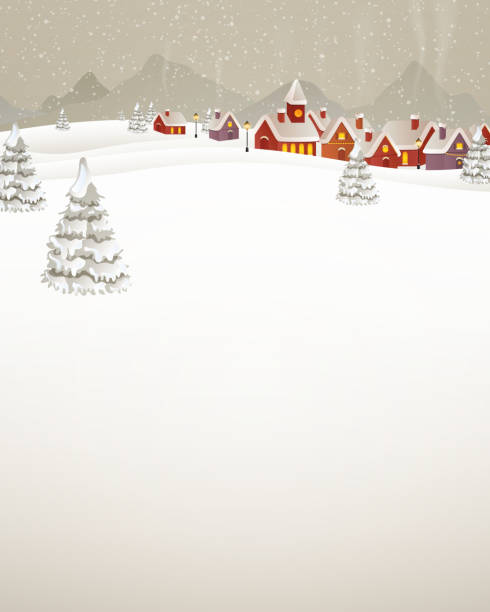 istock An illustration of a small village in the snow 469867213