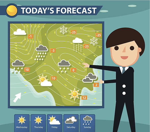 일기 예보자 - weather meteorologist meteorology symbol stock illustrations